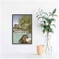 Picture of Gepard in water _GroupedProduct_Rectangle_Portrait_Canvas_Framed_