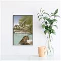Picture of Gepard in water _GroupedProduct_Rectangle_Portrait_Canvas_Framed_