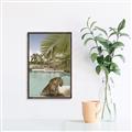Picture of Gepard in water _GroupedProduct_Rectangle_Portrait_Canvas_Framed_