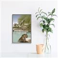 Picture of Gepard in water _GroupedProduct_Rectangle_Portrait_Canvas_Framed_