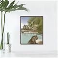 Picture of Gepard in water _GroupedProduct_Rectangle_Portrait_Canvas_Framed_
