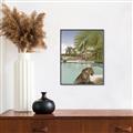 Picture of Gepard in water _GroupedProduct_Rectangle_Portrait_Canvas_Framed_