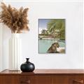 Picture of Gepard in water _GroupedProduct_Rectangle_Portrait_Canvas_Framed_