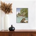 Picture of Gepard in water _GroupedProduct_Rectangle_Portrait_Canvas_Framed_