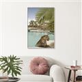 Picture of Gepard in water _GroupedProduct_Rectangle_Portrait_Canvas_Framed_