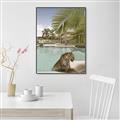 Picture of Gepard in water _GroupedProduct_Rectangle_Portrait_Canvas_Framed_