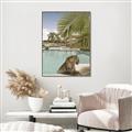 Picture of Gepard in water _GroupedProduct_Rectangle_Portrait_Canvas_Framed_