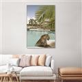 Picture of Gepard in water _GroupedProduct_Rectangle_Portrait_Canvas_Framed_