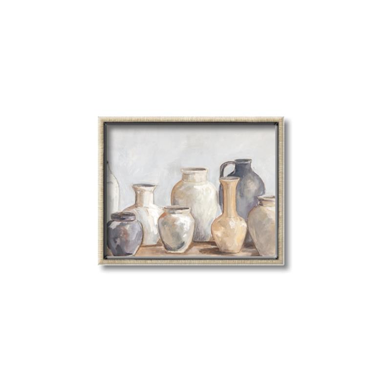 Picture of Vases on wooden table _GroupedProduct_Rectangle_Landscape_Canvas_Framed_