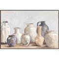 Picture of Vases on wooden table _GroupedProduct_Rectangle_Landscape_Canvas_Framed_