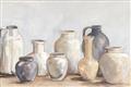 Picture of Vases on wooden table _GroupedProduct_Rectangle_Landscape_Unframed_Print_Only_