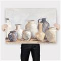 Picture of Vases on wooden table _GroupedProduct_Rectangle_Landscape_Canvas_
