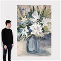 Picture of Bouquet in Blue Vase _GroupedProduct_Rectangle_Portrait_Canvas_