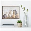 Picture of Vases on wooden table _GroupedProduct_Rectangle_Landscape_Canvas_Framed_