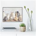 Picture of Vases on wooden table _GroupedProduct_Rectangle_Landscape_Canvas_Framed_