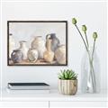 Picture of Vases on wooden table _GroupedProduct_Rectangle_Landscape_Canvas_Framed_