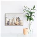 Picture of Vases on wooden table _GroupedProduct_Rectangle_Landscape_Canvas_Framed_