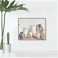 Picture of Vases on wooden table _GroupedProduct_Rectangle_Landscape_Canvas_Framed_