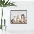 Picture of Vases on wooden table _GroupedProduct_Rectangle_Landscape_Canvas_Framed_
