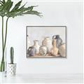 Picture of Vases on wooden table _GroupedProduct_Rectangle_Landscape_Canvas_Framed_