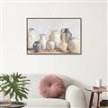 Picture of Vases on wooden table _GroupedProduct_Rectangle_Landscape_Canvas_Framed_