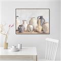 Picture of Vases on wooden table _GroupedProduct_Rectangle_Landscape_Canvas_Framed_