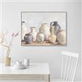 Picture of Vases on wooden table _GroupedProduct_Rectangle_Landscape_Canvas_Framed_