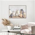 Picture of Vases on wooden table _GroupedProduct_Rectangle_Landscape_Canvas_Framed_