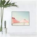 Picture of Pink Beach Umbrellas _GroupedProduct_Rectangle_Landscape_Photography _GroupedProduct_Rectangle_Landscape_Canvas_Framed_