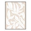 Picture of White Leaves on Beige _GroupedProduct_Rectangle_Portrait_Canvas_Framed_