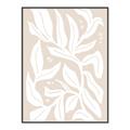 Picture of White Leaves on Beige _GroupedProduct_Rectangle_Portrait_Canvas_Framed_