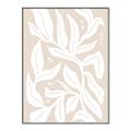 Picture of White Leaves on Beige _GroupedProduct_Rectangle_Portrait_Canvas_Framed_