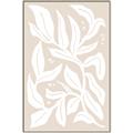 Picture of White Leaves on Beige _GroupedProduct_Rectangle_Portrait_Canvas_Framed_
