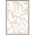 Picture of White Leaves on Beige _GroupedProduct_Rectangle_Portrait_Canvas_Framed_