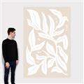 Picture of White Leaves on Beige _GroupedProduct_Rectangle_Portrait_Canvas_