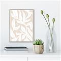 Picture of White Leaves on Beige _GroupedProduct_Rectangle_Portrait_Canvas_Framed_