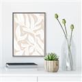 Picture of White Leaves on Beige _GroupedProduct_Rectangle_Portrait_Canvas_Framed_