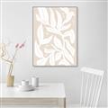 Picture of White Leaves on Beige _GroupedProduct_Rectangle_Portrait_Canvas_Framed_
