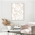 Picture of White Leaves on Beige _GroupedProduct_Rectangle_Portrait_Canvas_Framed_