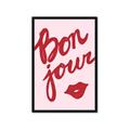 Picture of Red Bonjour Lip _GroupedProduct_Rectangle_Portrait_Framed_Matted_