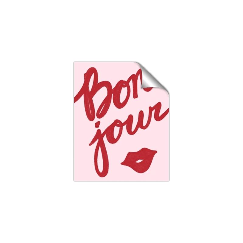 Picture of Red Bonjour Lip _GroupedProduct_Rectangle_Portrait_Unframed_Print_Only_