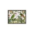 Picture of Green Nostalgic Tropical Birds _GroupedProduct_Rectangle_Landscape_Canvas_Framed_