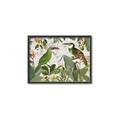 Picture of Green Nostalgic Tropical Birds _GroupedProduct_Rectangle_Landscape_Canvas_Framed_