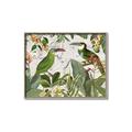 Picture of Green Nostalgic Tropical Birds _GroupedProduct_Rectangle_Landscape_Canvas_Framed_