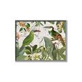 Picture of Green Nostalgic Tropical Birds _GroupedProduct_Rectangle_Landscape_Canvas_Framed_