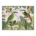 Picture of Green Nostalgic Tropical Birds _GroupedProduct_Rectangle_Landscape_Canvas_Framed_