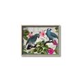 Picture of Blue Nostalgic Tropical Parrot Birds _GroupedProduct_Rectangle_Landscape_Canvas_Framed_