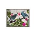 Picture of Blue Nostalgic Tropical Parrot Birds _GroupedProduct_Rectangle_Landscape_Canvas_Framed_