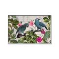Picture of Blue Nostalgic Tropical Parrot Birds _GroupedProduct_Rectangle_Landscape_Canvas_Framed_