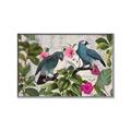 Picture of Blue Nostalgic Tropical Parrot Birds _GroupedProduct_Rectangle_Landscape_Canvas_Framed_